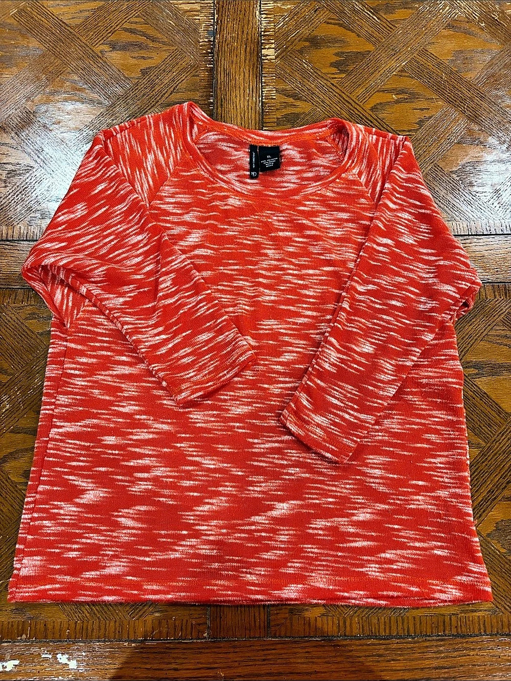 New Directions Abstract Long Sleeve Top in Orange & White XL Like New